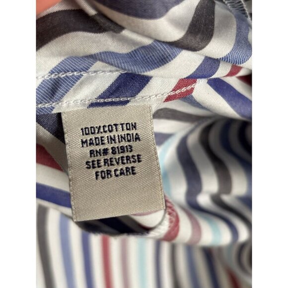 Robert Graham Mens Long Sleeve Chevron Striped French Cuff Dress Shirt Size 2XL - Picture 8 of 9